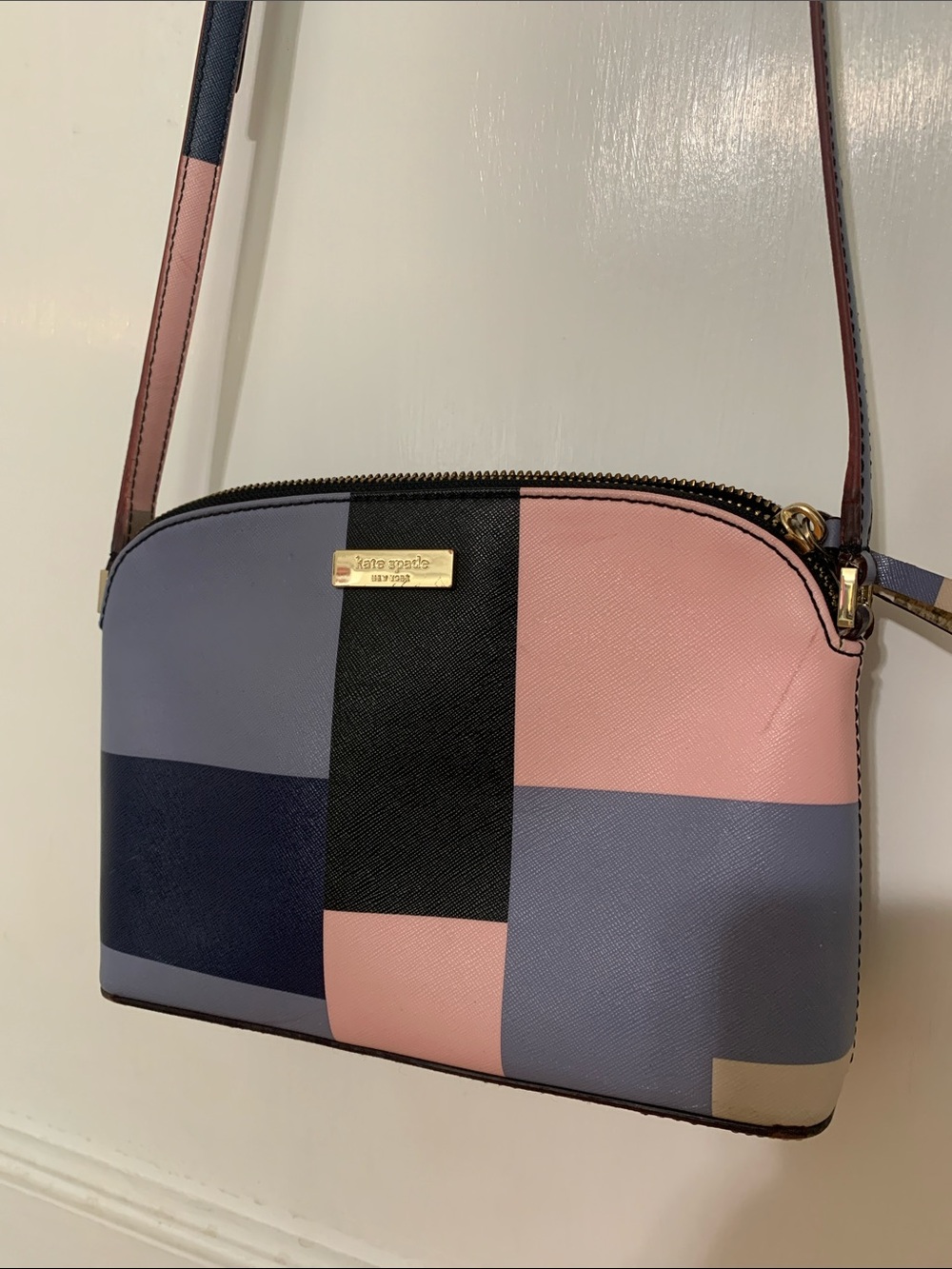 kate spade Colorblock Leather Crossbody in Pink, Blue & Black